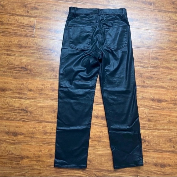 Express Womens Black Shiny Super High Rise Modern Straight Stretch Pants Size 10 - Picture 2 of 14